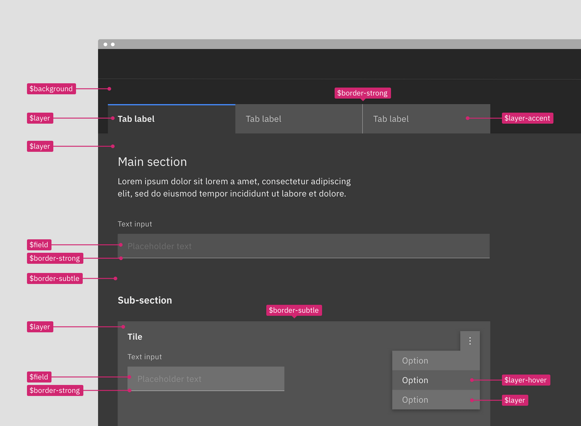 In context contextual token example in the Gray 90 theme